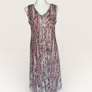 T Tahari Multicolor Patterned Midi Dress